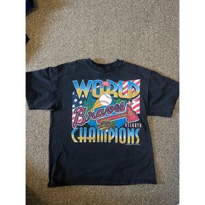 Vintage 1995 Atlanta Braves World Series Champions T Shirt Mens L Hanes MLB